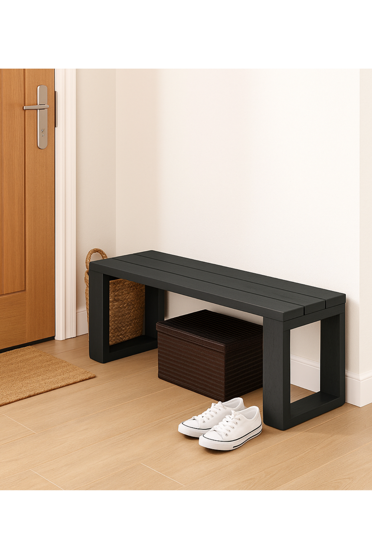 Ahşap Bank 80x30x43 cm – Masif Ahşap Oturma Bankı | Dış ve İç Mekan Kullanımı