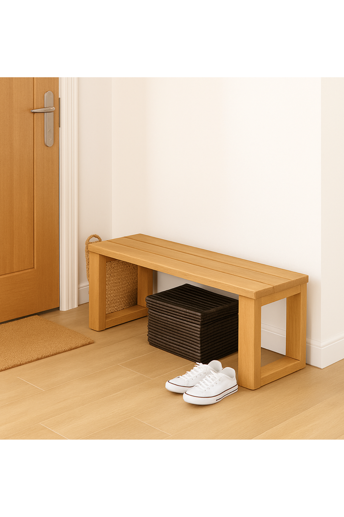 Ahşap Bank Açık Meşe 80x30x43 cm – Masif Ahşap Oturma Bankı | İç ve Dış Mekan Kullanımı