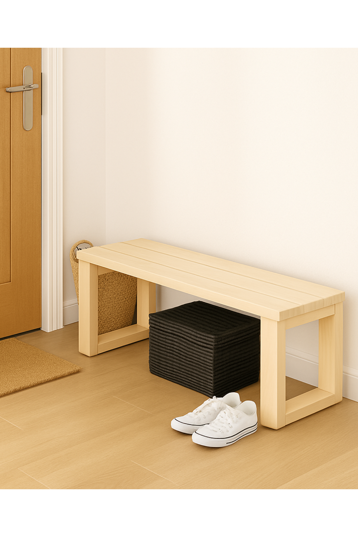 Ahşap Bank Boyasız 80x30x43 cm – Masif Ahşap Oturma Bankı | İç ve Dış Mekan Kullanımı