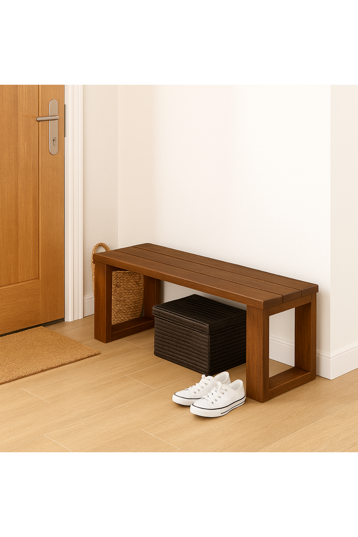 Ahşap Bank Koyu Meşe 80x30x43 cm – Masif Ahşap Oturma Bankı | İç ve Dış Mekan Kullanımı