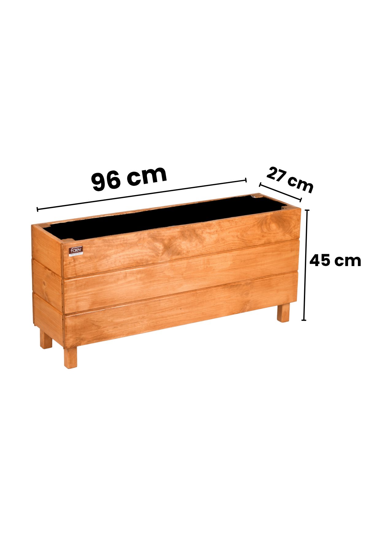 Alaçatı Model Dış Mekan Ahşap Saksı Açık Meşe Renk 96cm x 27cm Yükseklik 45cm