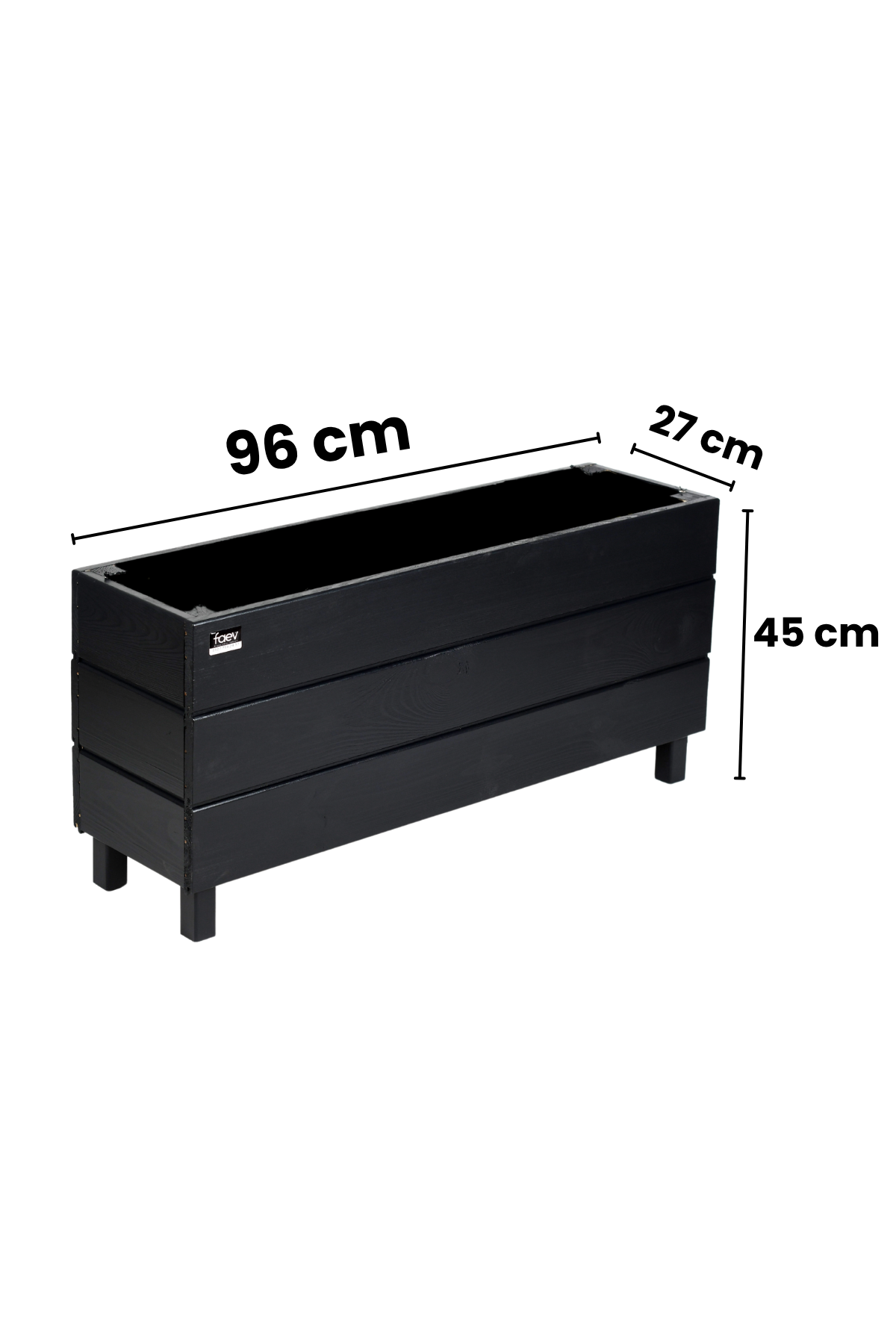 Alaçatı Model Dış Mekan Ahşap Saksı Antrasit Renk 96cm x 27cm Yükseklik 45cm