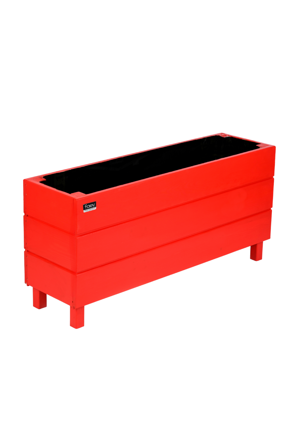 Alaçatı Model Dış Mekan Ahşap Saksı Kırmızı Renk 96cm x 27cm Yükseklik 45cm