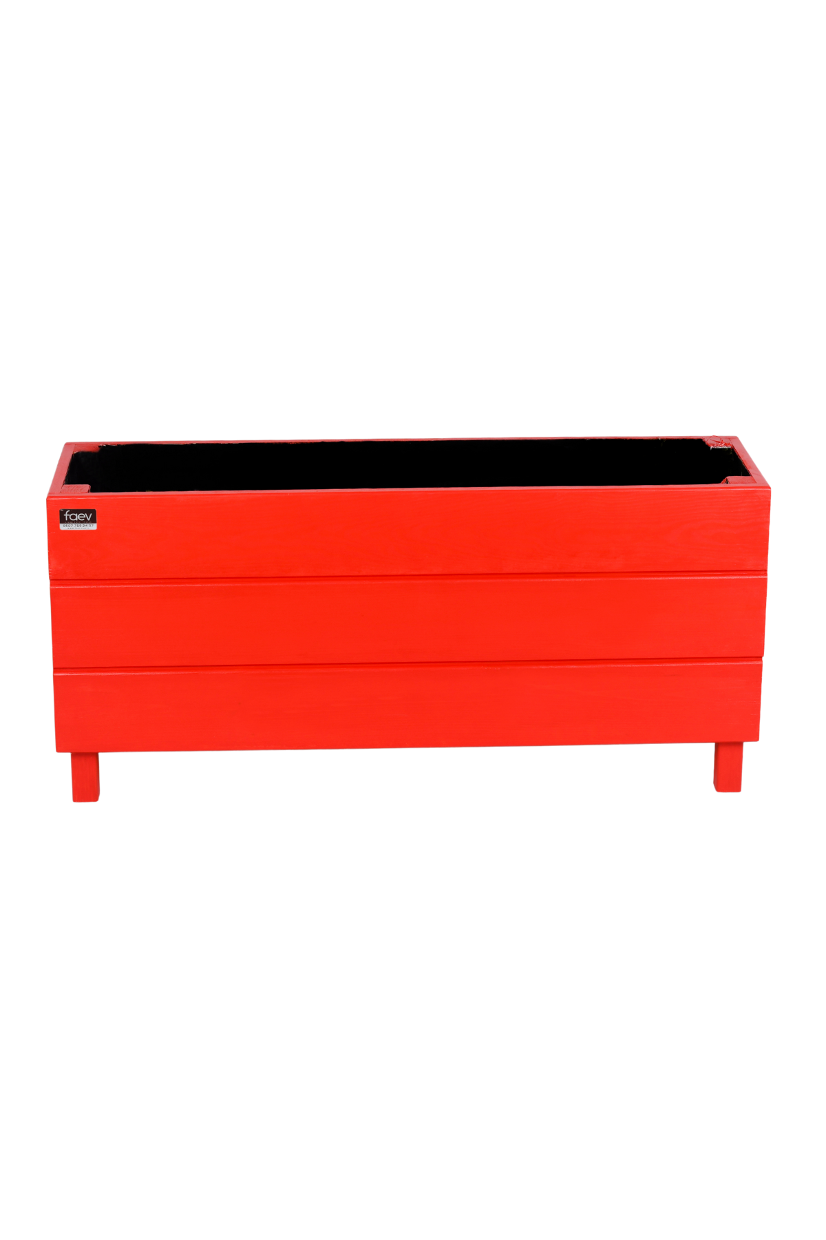 Alaçatı Model Dış Mekan Ahşap Saksı Kırmızı Renk 96cm x 27cm Yükseklik 45cm