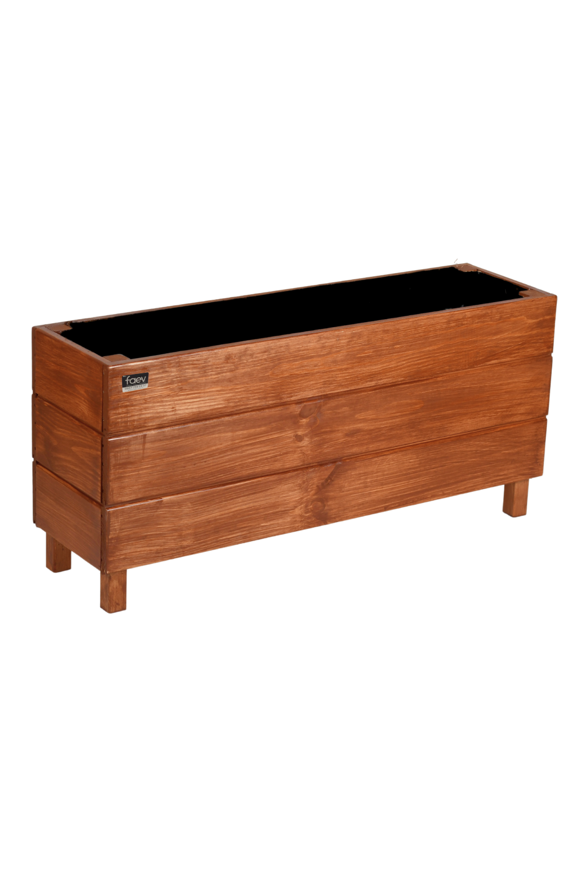 Alaçatı Model Dış Mekan Ahşap Saksı Koyu Meşe Renk 96cm x 27cm Yükseklik 45cm