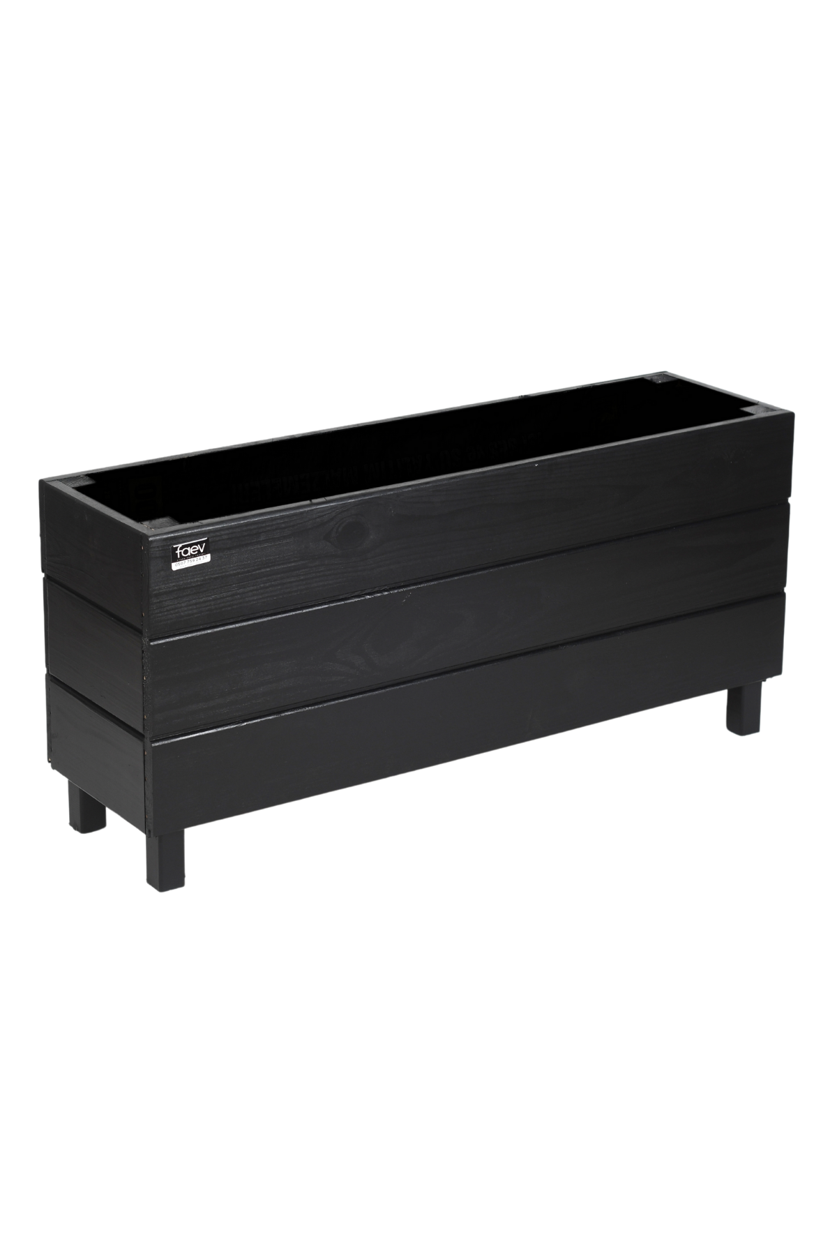 Alaçatı Model Dış Mekan Ahşap Saksı Siyah Renk 96cm x 27cm Yükseklik 45cm