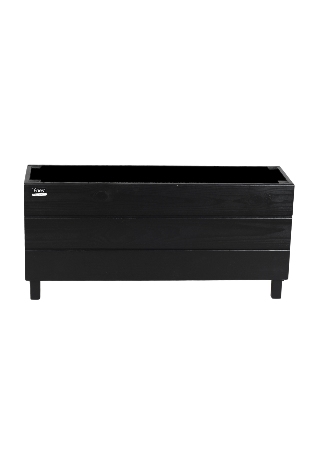 Alaçatı Model Dış Mekan Ahşap Saksı Siyah Renk 96cm x 27cm Yükseklik 45cm