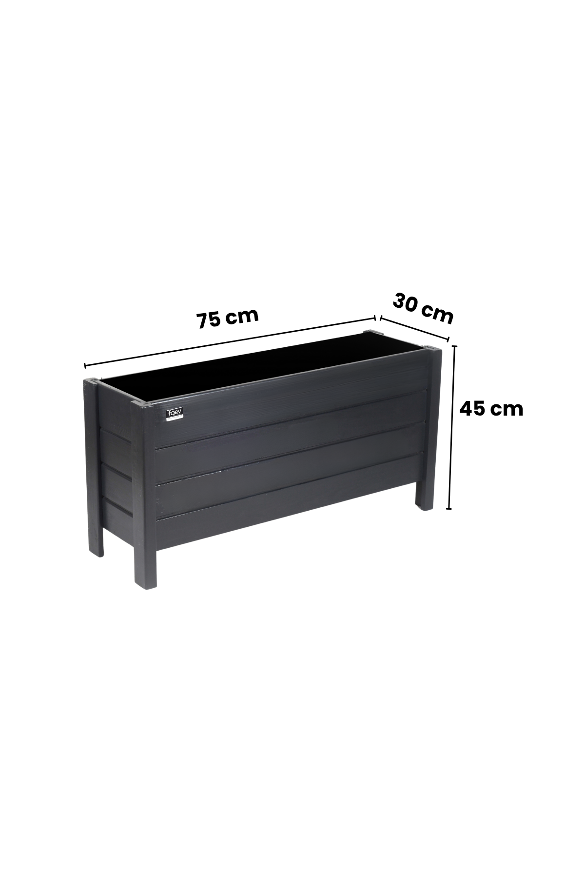 Bodrum Model Dış Mekan Ahşap Saksı Antrasit Renk 100cm x 30cm Yükseklik 50cm