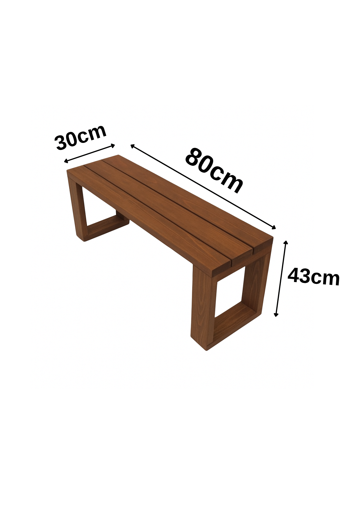 Ahşap Bank Koyu Meşe 80x30x43 cm – Masif Ahşap Oturma Bankı | İç ve Dış Mekan Kullanımı