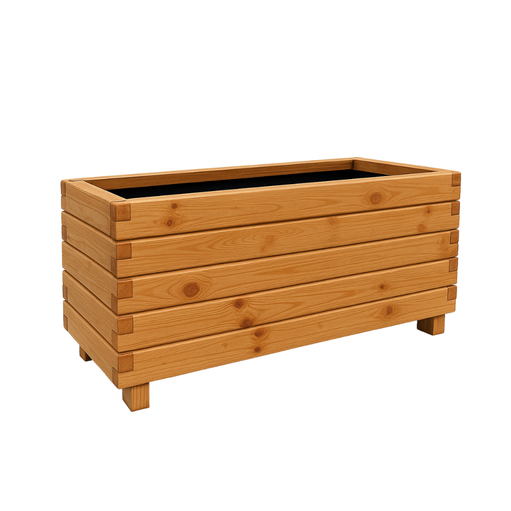 Hisar Model Dış Mekan Ahşap Saksı Açık Meşe Renk 100cm x 40cm Yükseklik 50cm