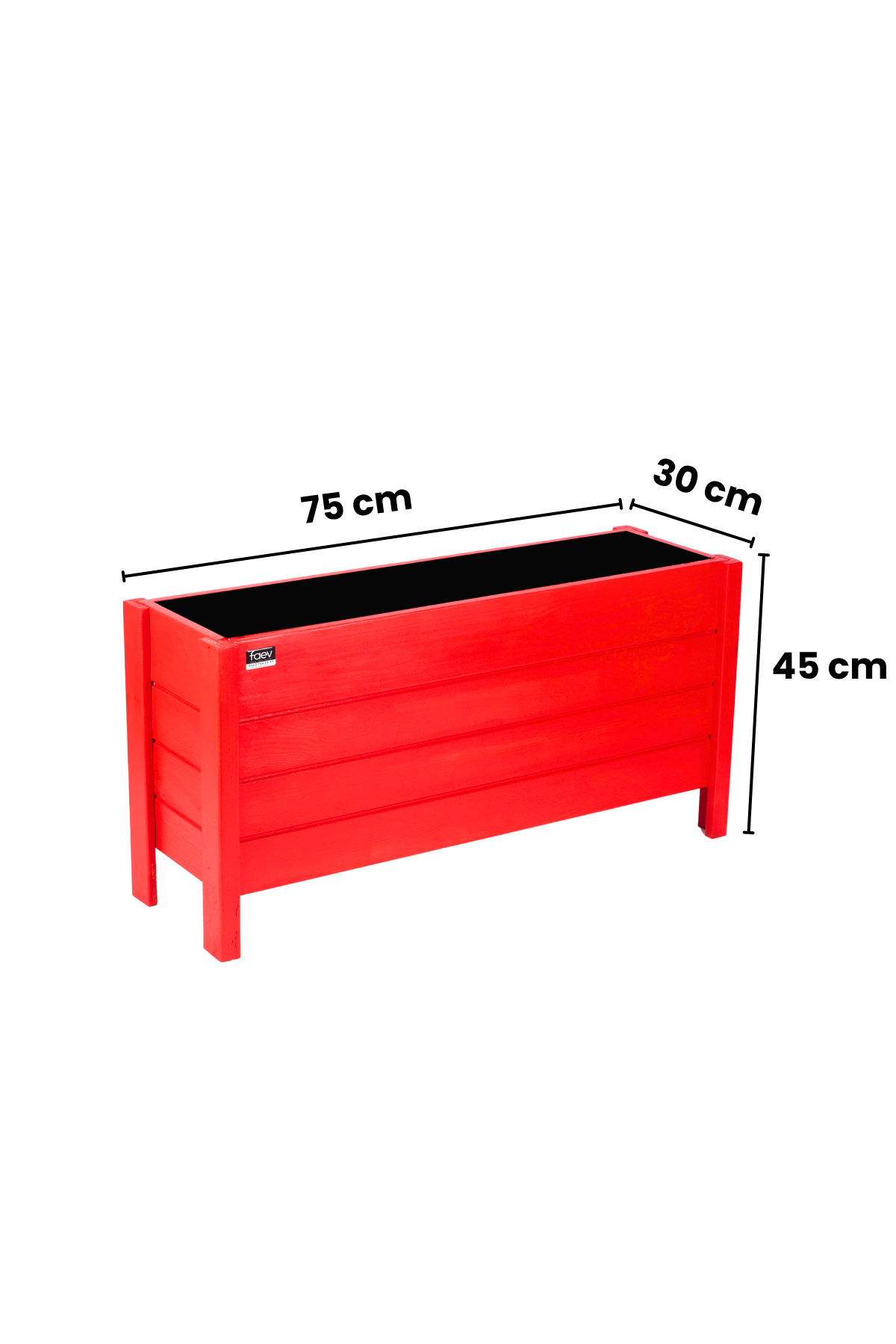 Bodrum Model Dış Mekan Ahşap Saksı Kırmızı Renk 100cm x 30cm Yükseklik 50cm