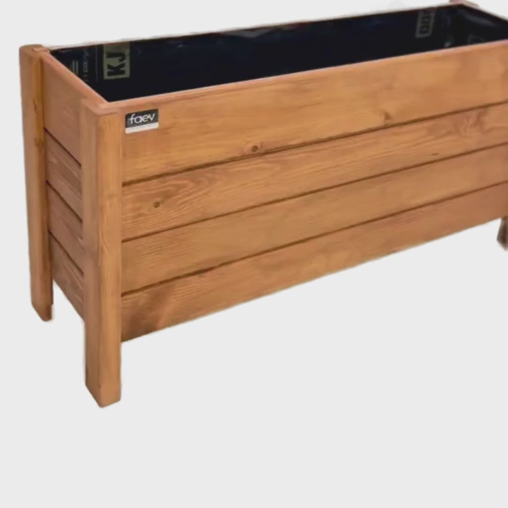 Bodrum Model Dış Mekan Ahşap Saksı Koyu Meşe Renk 100cm x 30cm Yükseklik 50cm