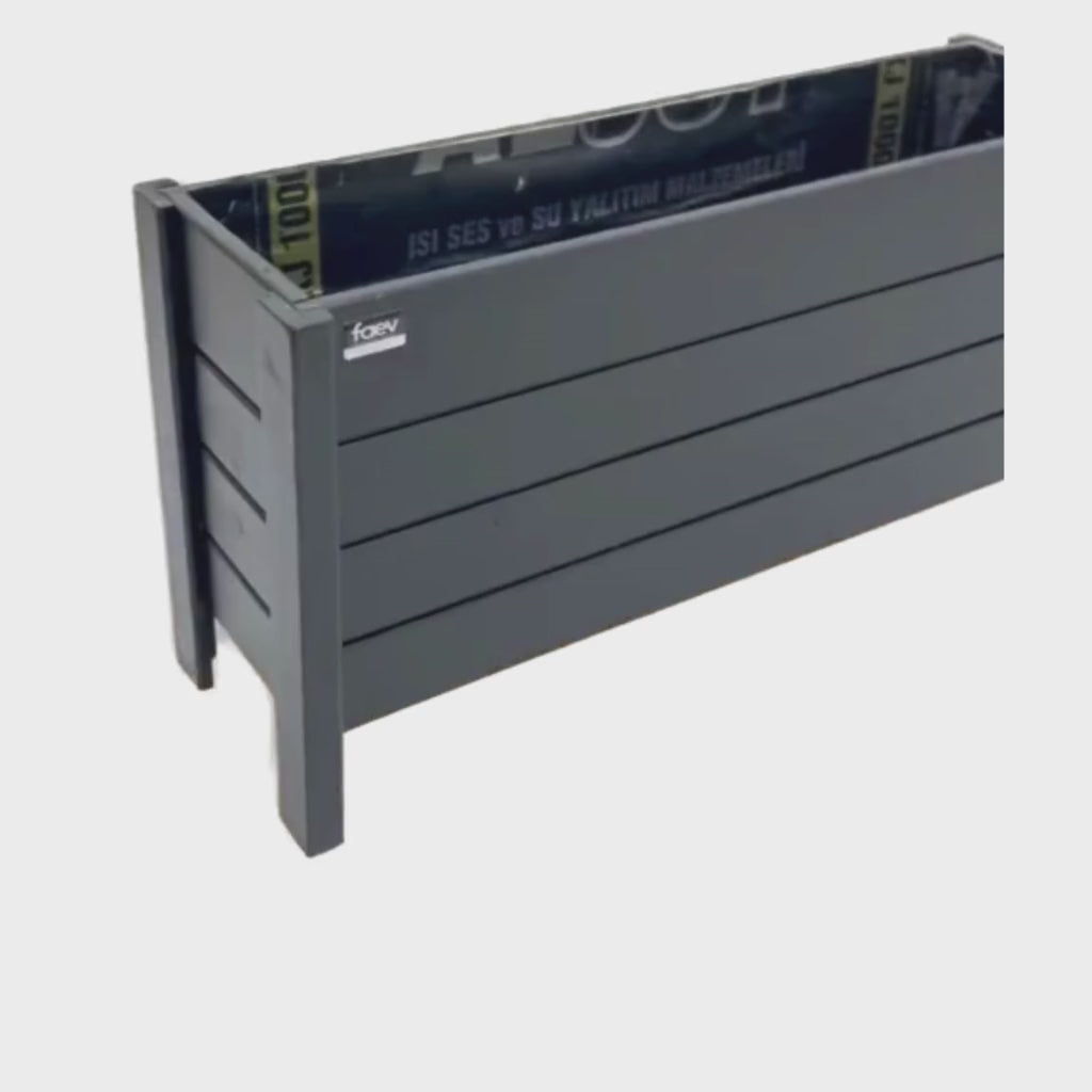 Bodrum Model Dış Mekan Ahşap Saksı Antrasit Renk 100cm x 30cm Yükseklik 50cm