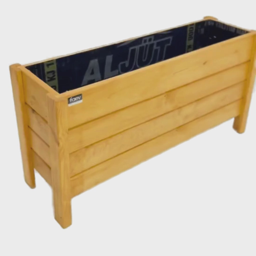 Bodrum Model Dış Mekan Ahşap Saksı Açık Meşe Renk 100cm x 30cm Yükseklik 50cm