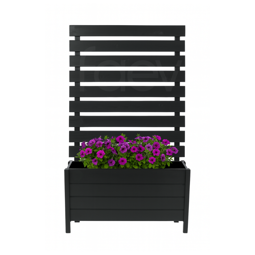 Bodrum Model Dış Mekan Seperatörlü Ahşap Saksı Antrasit Renk 100cm x 30cm Yükseklik 150cm