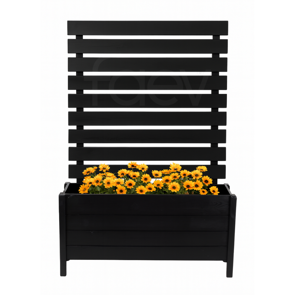 Bodrum Model Dış Mekan Seperatörlü Ahşap Saksı Siyah Renk 100cm x 30cm Yükseklik 150cm