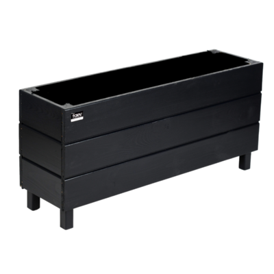 Alaçatı Model Dış Mekan Ahşap Saksı Çiçeklik 96x27x45cm - Antrasit Renk