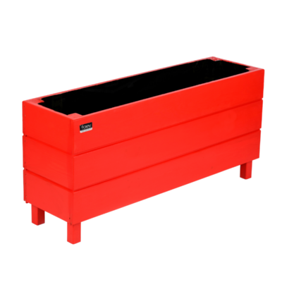 Alaçatı Model Dış Mekan Ahşap Saksı Çiçeklik 96x27x45cm - Kırmızı Renk