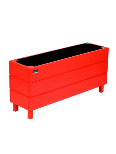Alaçatı Model Dış Mekan Ahşap Saksı Çiçeklik 96x27x45cm - Kırmızı Renk