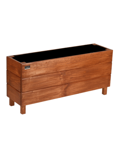 Alaçatı Model Dış Mekan Ahşap Saksı Çiçeklik 96x27x45cm - Koyu Meşe Renk