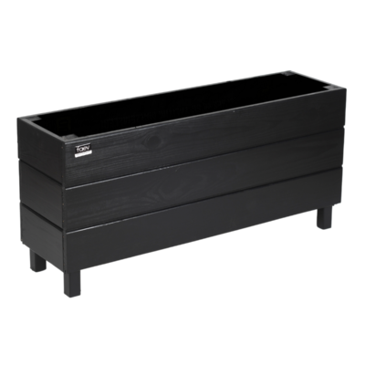Alaçatı Model Dış Mekan Ahşap Saksı Çiçeklik 96x27x45cm - Siyah Renk