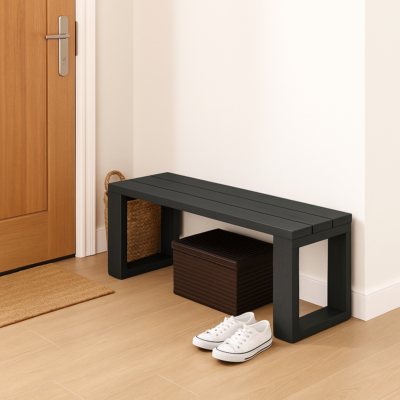 El Yapımı Masif Ahşap Oturma Bankı 80x30x43cm – İç & Dış Mekan Dekoratif Bench Antrasit