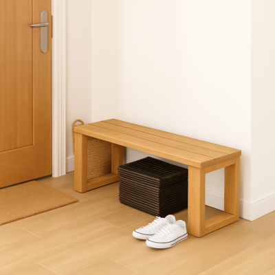 El Yapımı Masif Ahşap Oturma Bankı 80x30x43cm – İç & Dış Mekan Dekoratif Bench Açık Meşe
