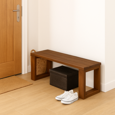 El Yapımı Masif Ahşap Oturma Bankı 80x30x43cm – İç & Dış Mekan Dekoratif Bench Koyu Meşe