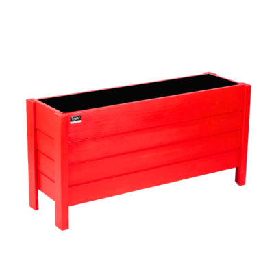 Bordum Model Dış Mekan Ahşap Saksı Çiçeklik 100x30x50cm - Kırmızı Renk